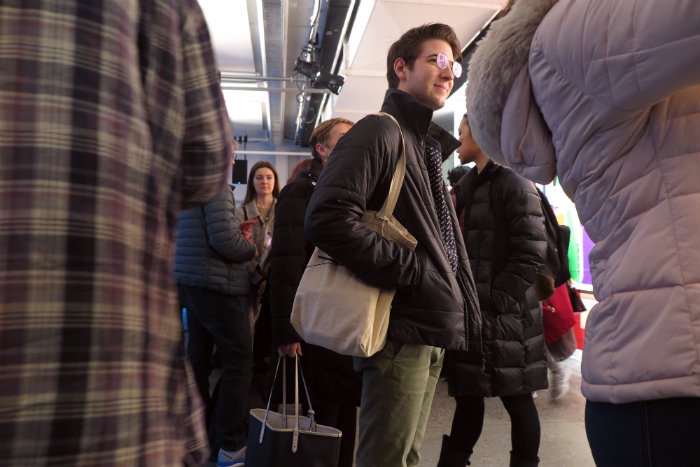 Nicholas Croft looks into the audience @ New York Live Arts' Barnard College Dance Event.